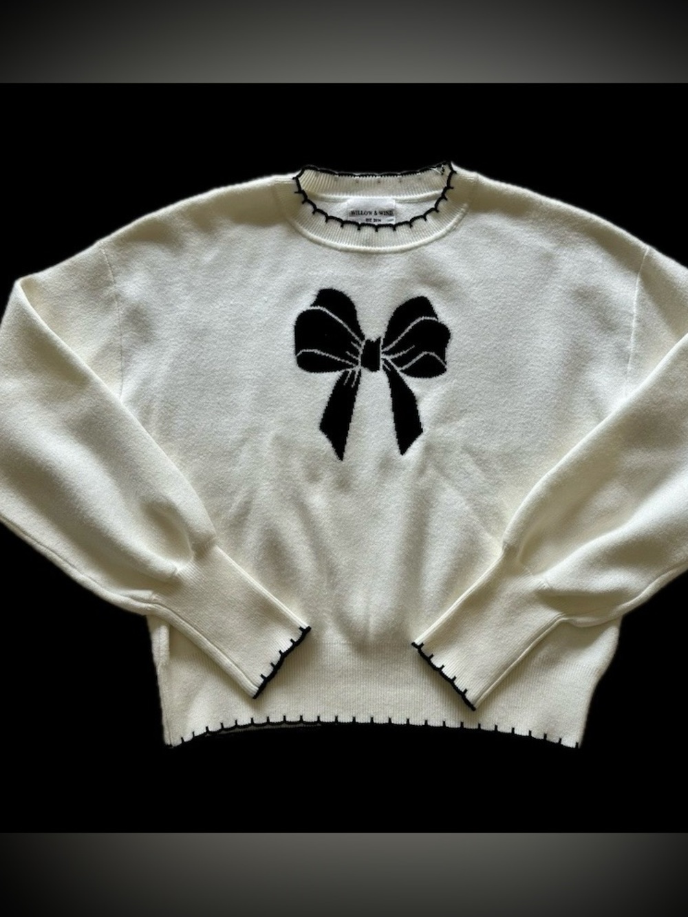 willow & wind rayon/poly/nylon squishy bow sweater / sz med